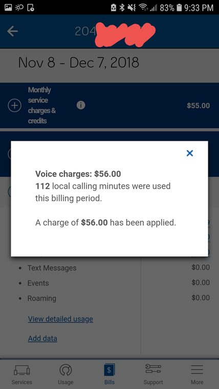 bell text message charges