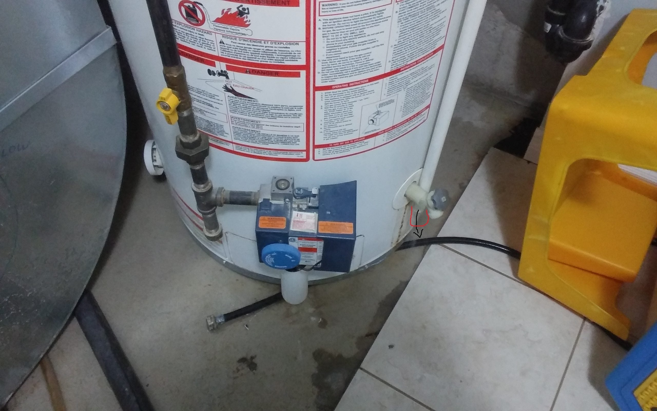 hot water heater overflow pipe code