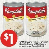 Campbell's Tomato, Chicken Noodle, Cream Of Mushroom Or Vegetable Soup