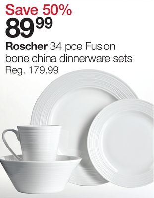 Home Outfitters Roscher 34 Pce Fusion Bone China Dinnerware Sets