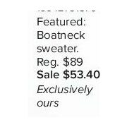 Featured Boatneck Sweater - $53.40