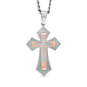 Men's Stacked Cross Pendant In Two-Tone Stainless Steel - 24" - $74.50 ($74.50 Off)