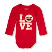 Baby Girls Long Sleeve 'love' Emoji Foil Little Talker Bodysuit - $4.80 ($8.15 Off)