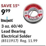BernzOmatic Lead Bearing Electrical Solder  - $9.99  (15% off)