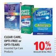 Clear Care, Opti-Free or Opti Tears - 10% off
