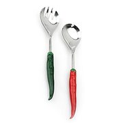 Classic Touch Enameled Vegetable Salad Servers In Red/green - $27.99 ($22.00 Off)