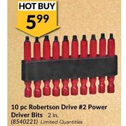 10 PC Robertson Drive #2 power Driver Bits  - $5.99