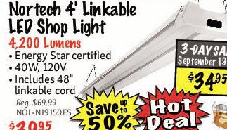 KMS Tools: Nortech 4' Linkable Led Shop Light 