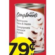 Compliments Mushrooms Pieces & Stems - $0.79