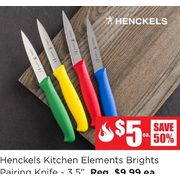 Henck-Intl Kitchen Elements Brights Paring Knife 3.5" Asstd. - $5.00 (50% off)