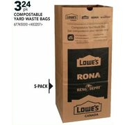 Compostable Yard Waste Bags - $3.24/pk